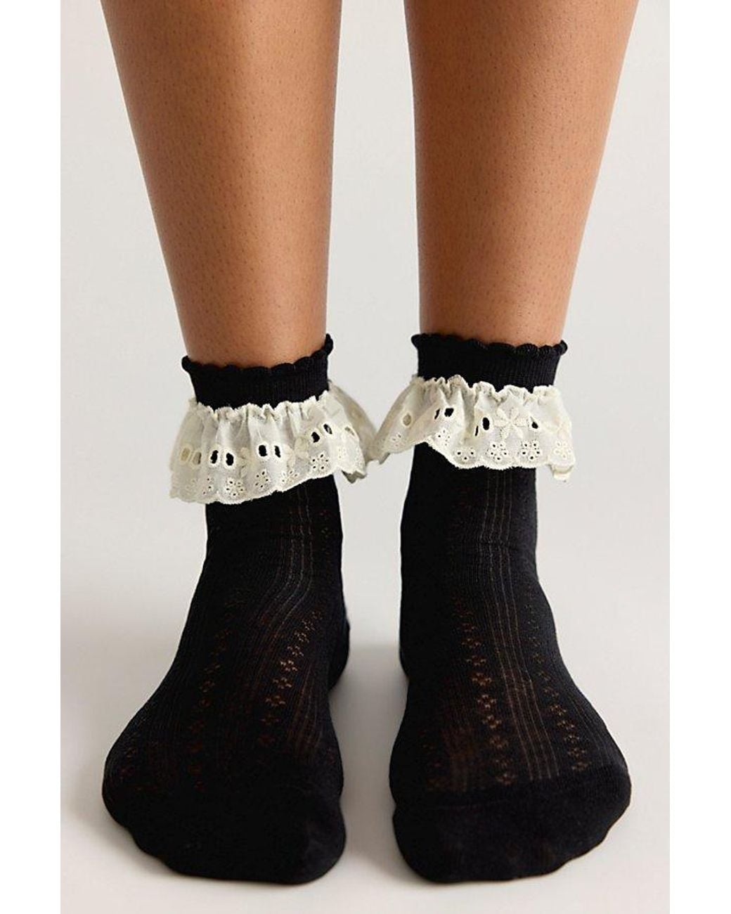 High Heel Jungle Black Bobby Lace Frill Socks By