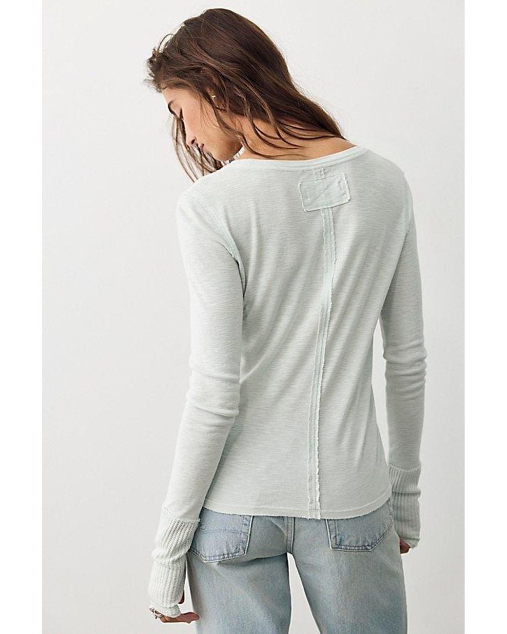 Free People White Tinsley Long Sleeve Top