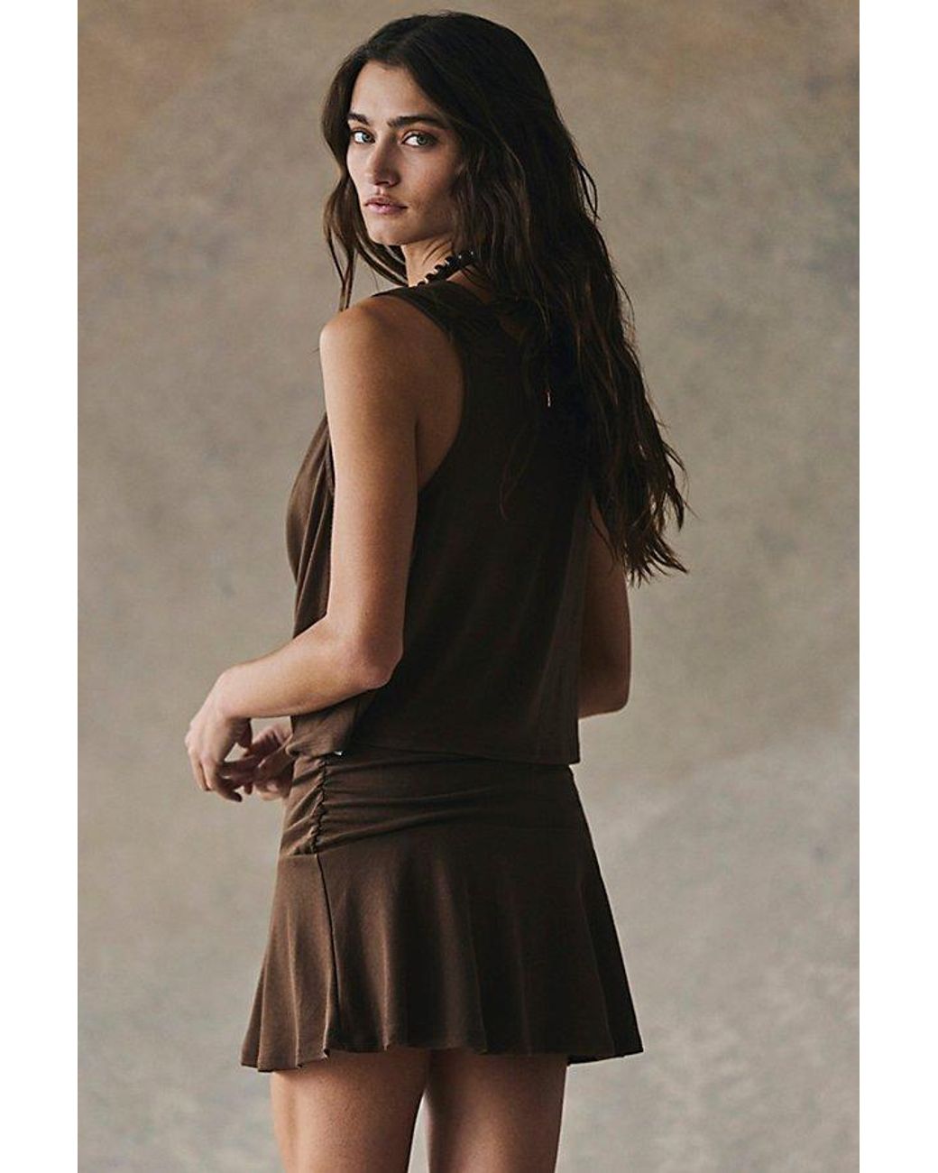 Free People Good Feels Mini Skirt Set in Brown | Lyst