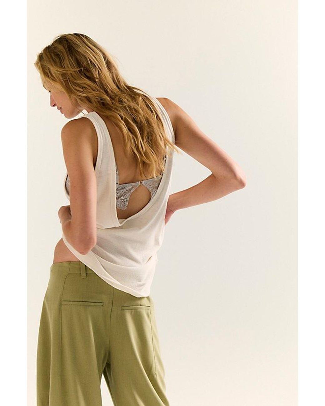 Free People Green Scoop Neck Silk Tank Top
