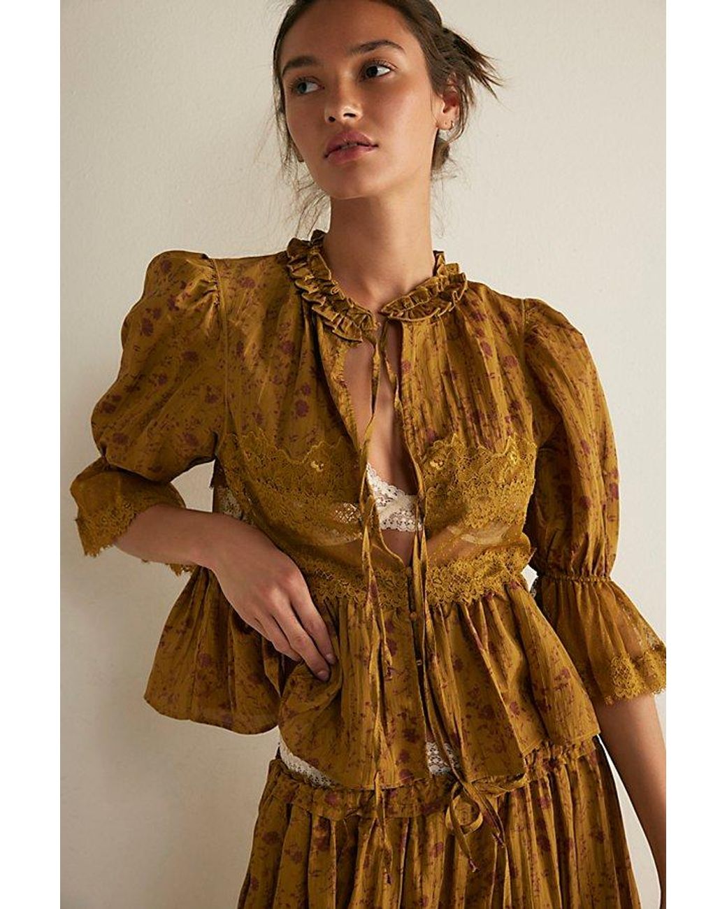 Intimately By Free People Brown Forever Young Printed Bed Jacket By