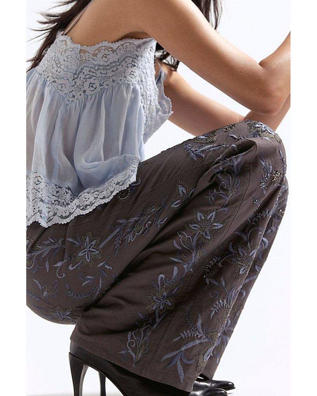 Free People Gray Taylen Embellished Flare Pants