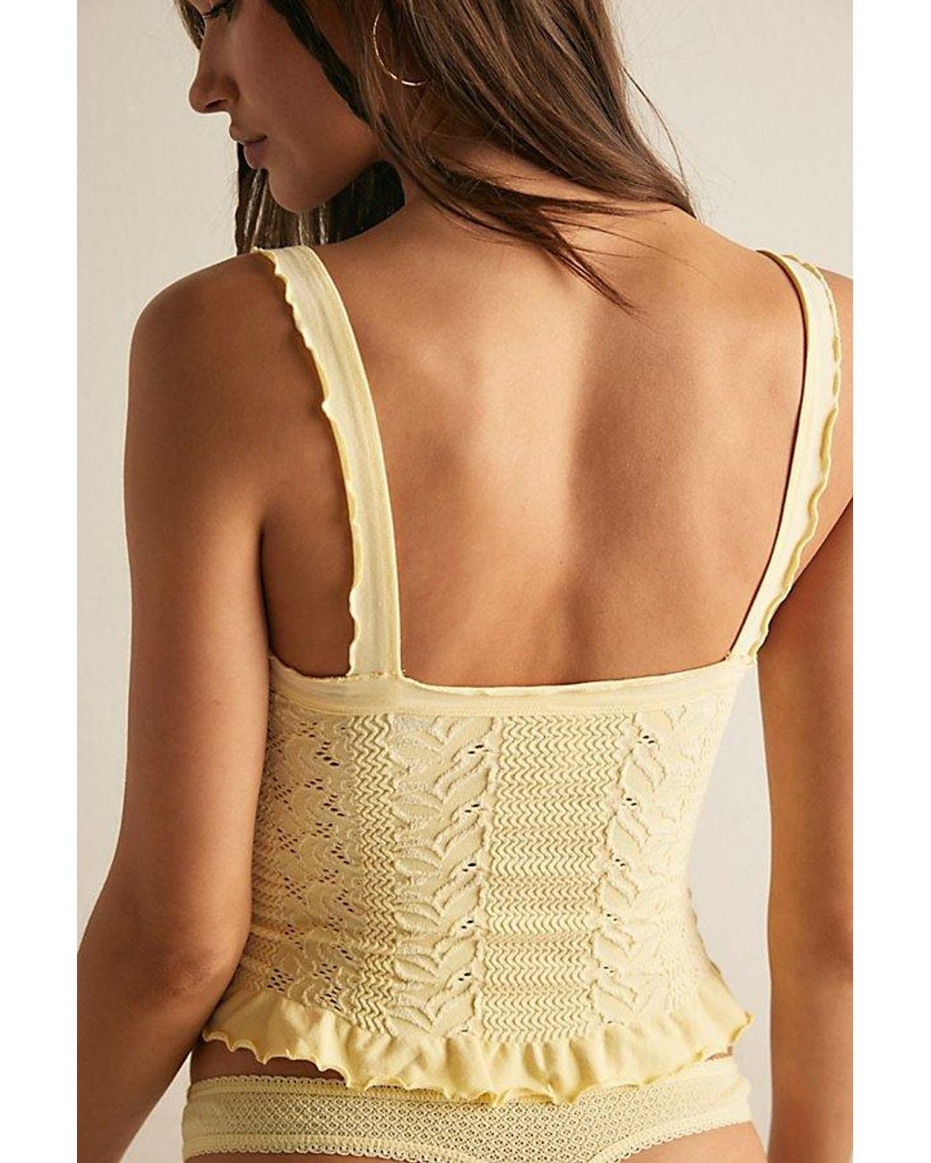 Intimately By Free People Yellow So Soft Frill Square Neck Tank Top By
