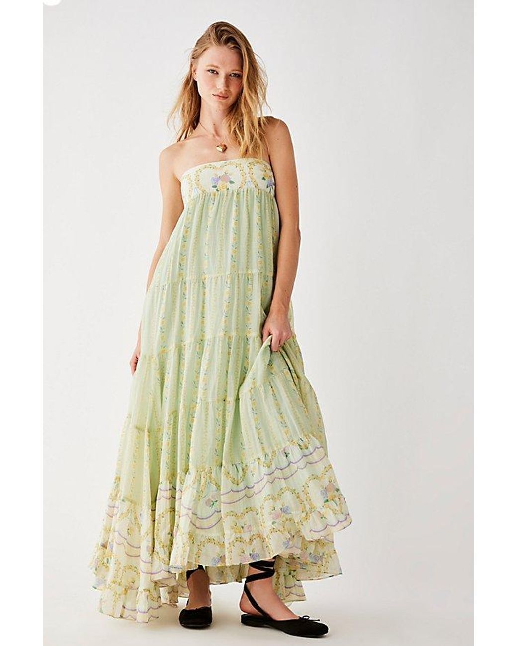 Free People Last Dance Printed Maxi Dress in Green | Lyst