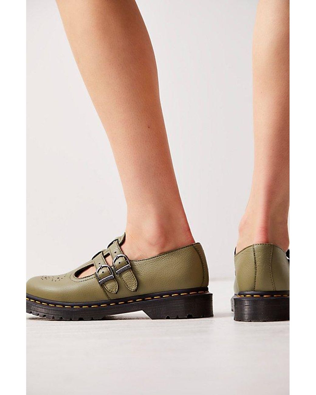 Dr. Martens 8065 Mary Janes At Free People In Muted Olive, Size