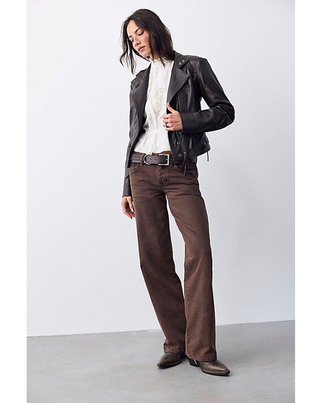 Free People Brown We The Free Tennessee Low-Rise Boyfriend Jeans