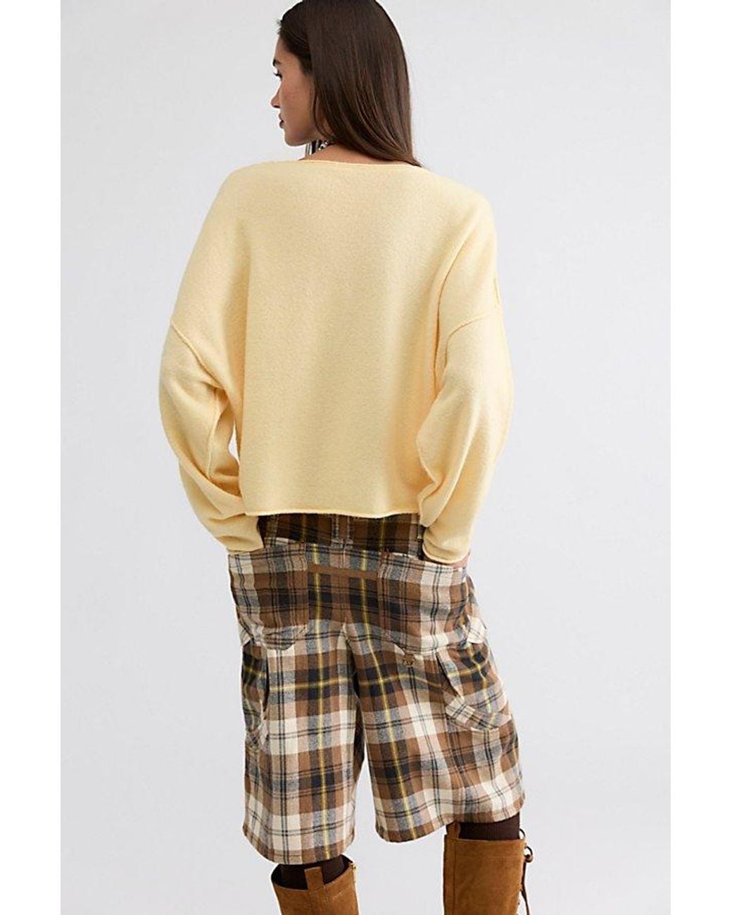 Free People Natural See Me V-Neck Knit Pullover