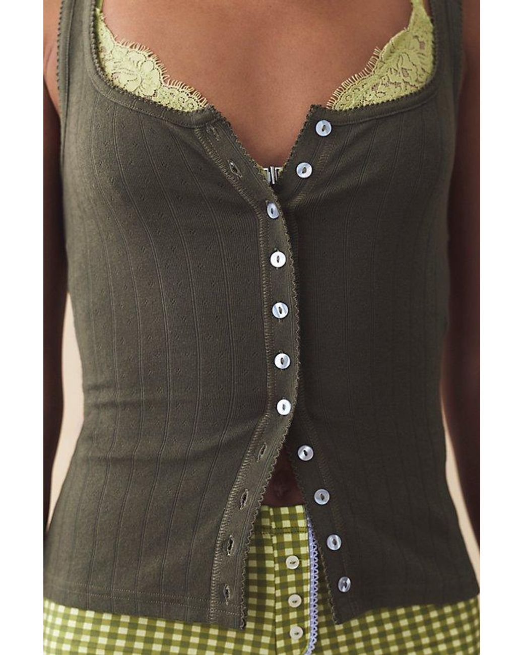 Intimately By Free People Black End Game Pointelle Tank Top By
