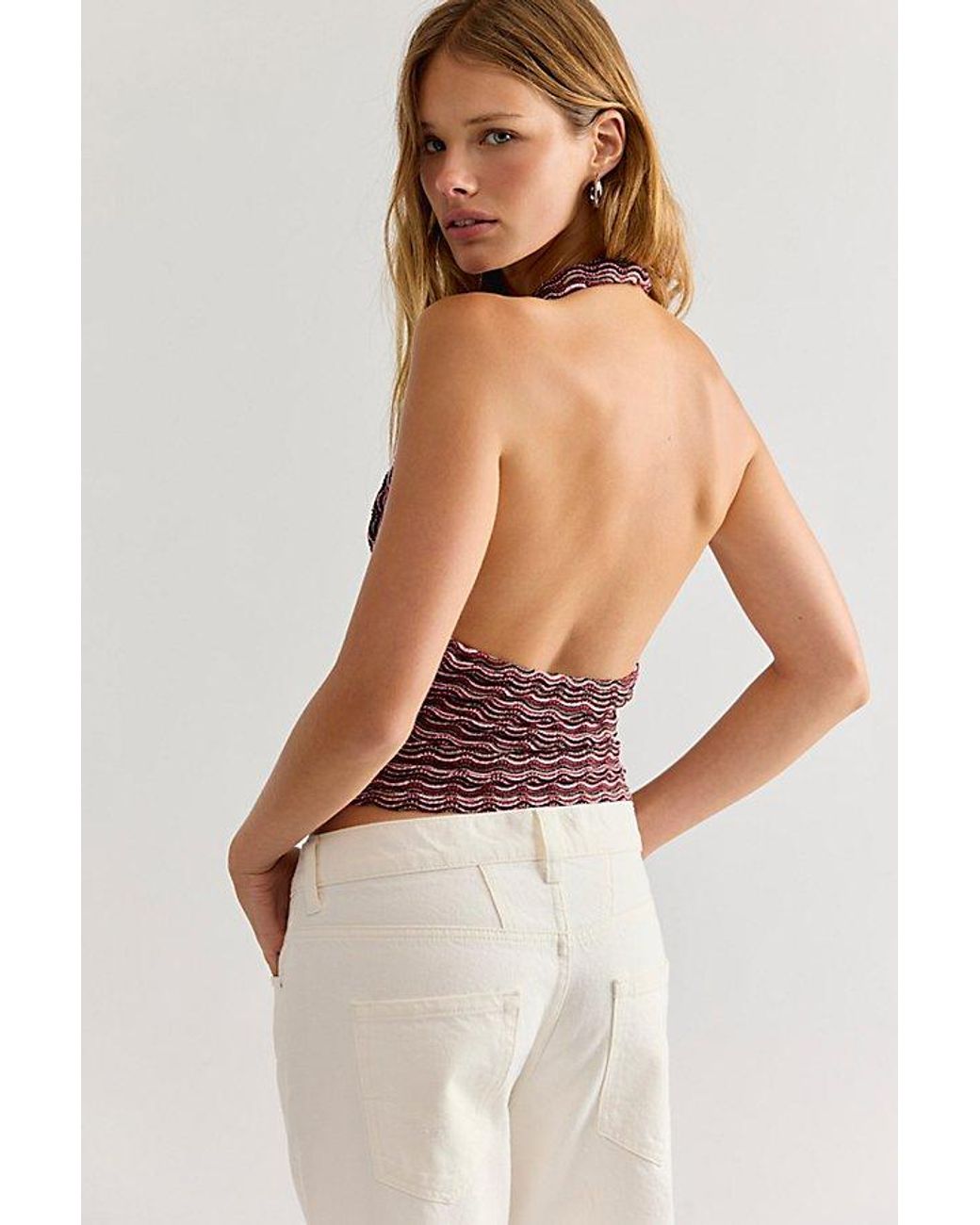 Free People Purple Ashton Halter Tank Top