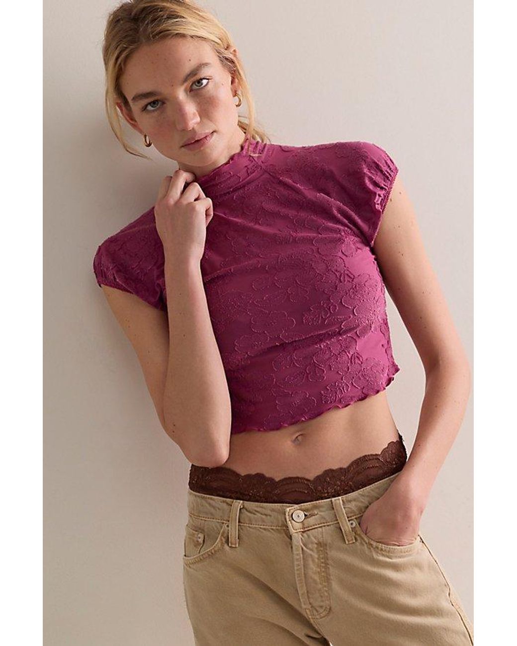 Intimately By Free People Pink Night Shift Crop Top By