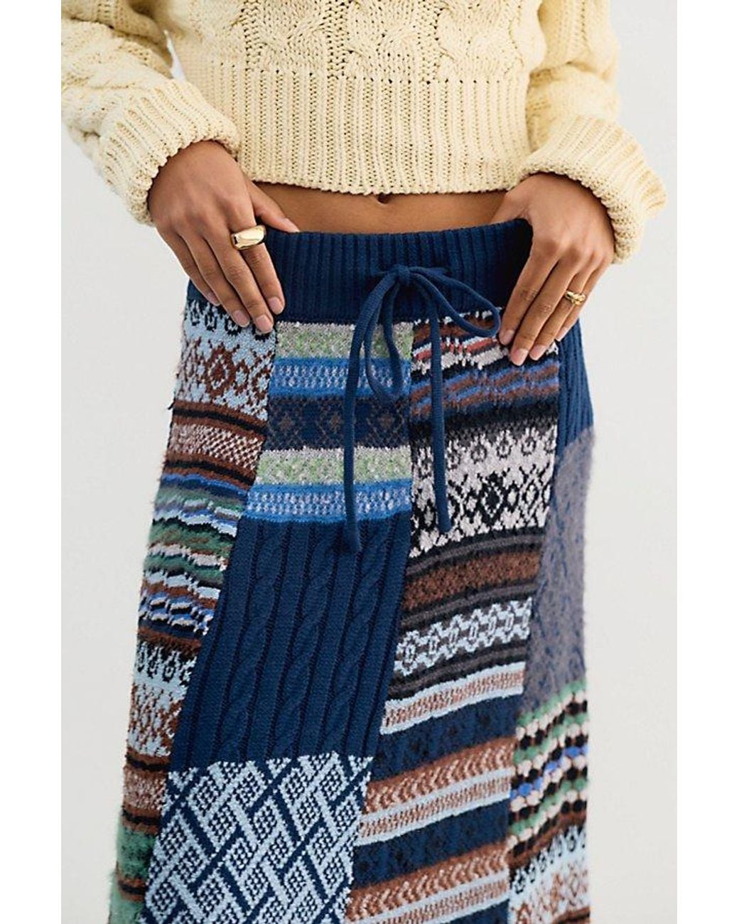 Free People Blue Fireside Swit Maxi Skirt