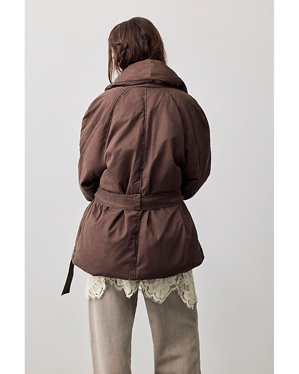 Free People Brown Officer Puffer Jacket