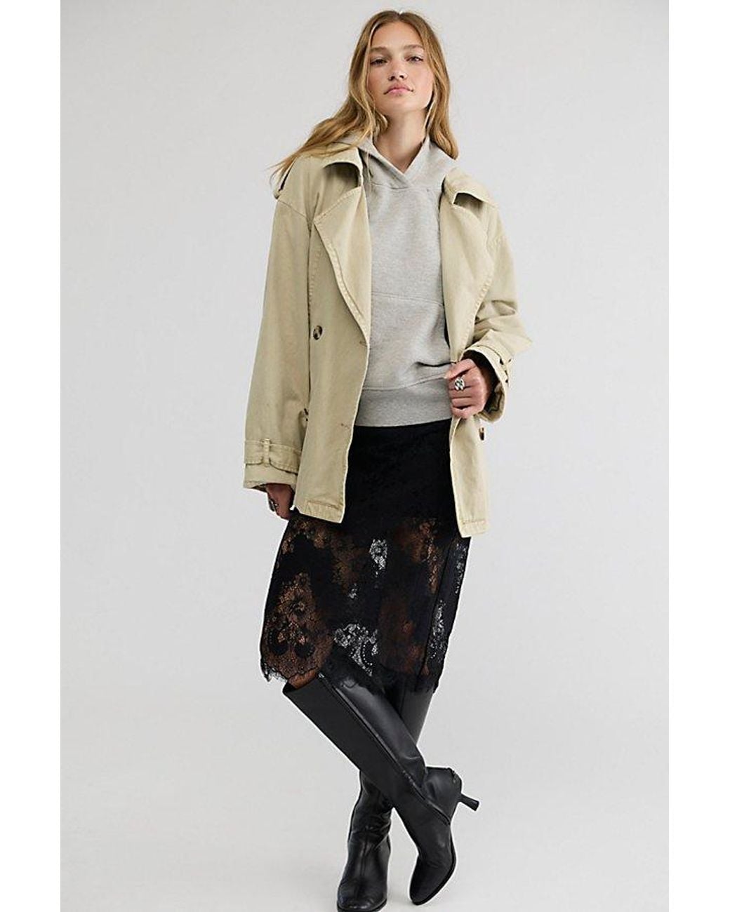 Free People Natural Karma Lace Column Midi Skirt