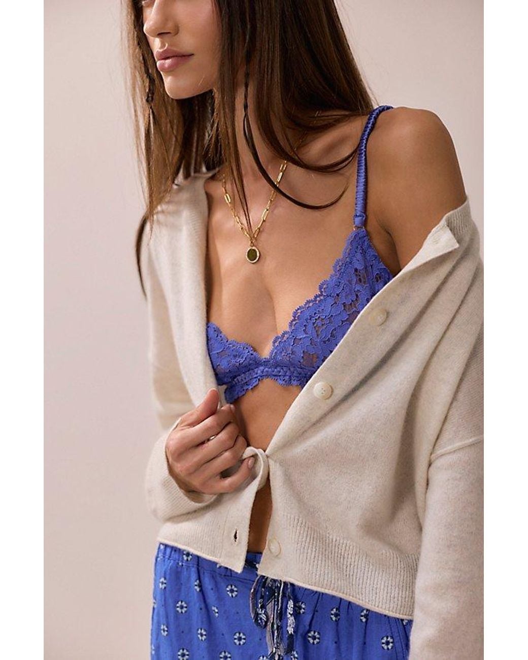 Intimately By Free People Blue Just This Once Triangle Bralette By
