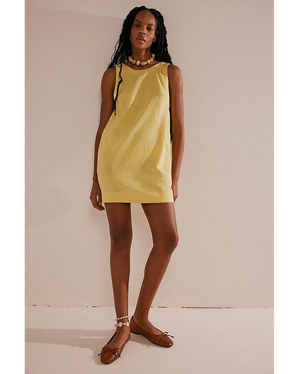 Free People Full Of Sunshine Cotton-linen Mini in Natural | Lyst
