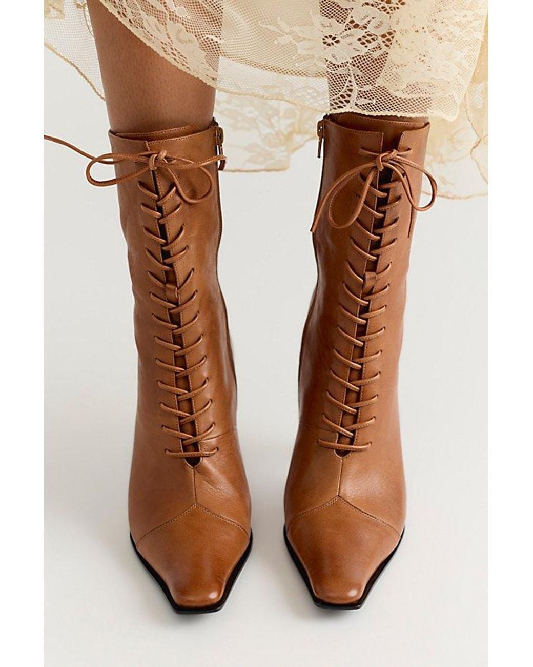 Jeffrey Campbell Brown Sweet Talker Lace-Up Boots