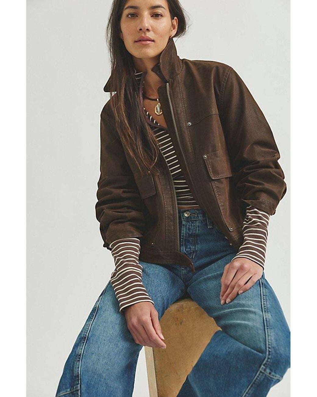 Free People Multicolor Blair Vegan Leather Jacket