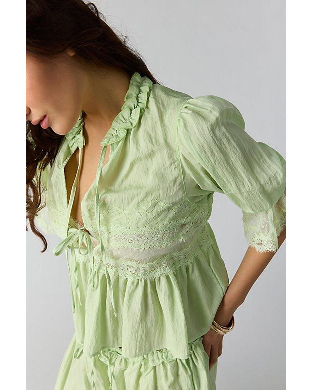 Intimately By Free People Green Forever Young Bed Jacket Top By