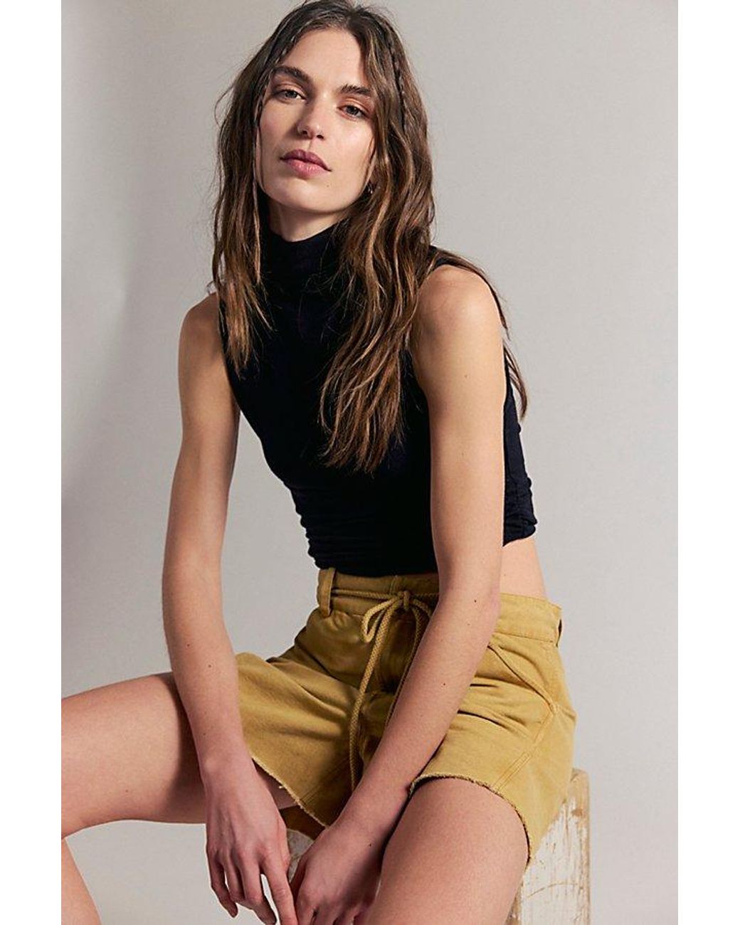 Free People Black Camped Out Cotton-Canvas Shorts