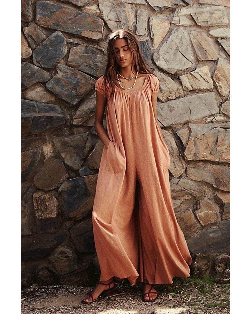 Free People Amory One-Piece Jumpsuit in Brown | Lyst