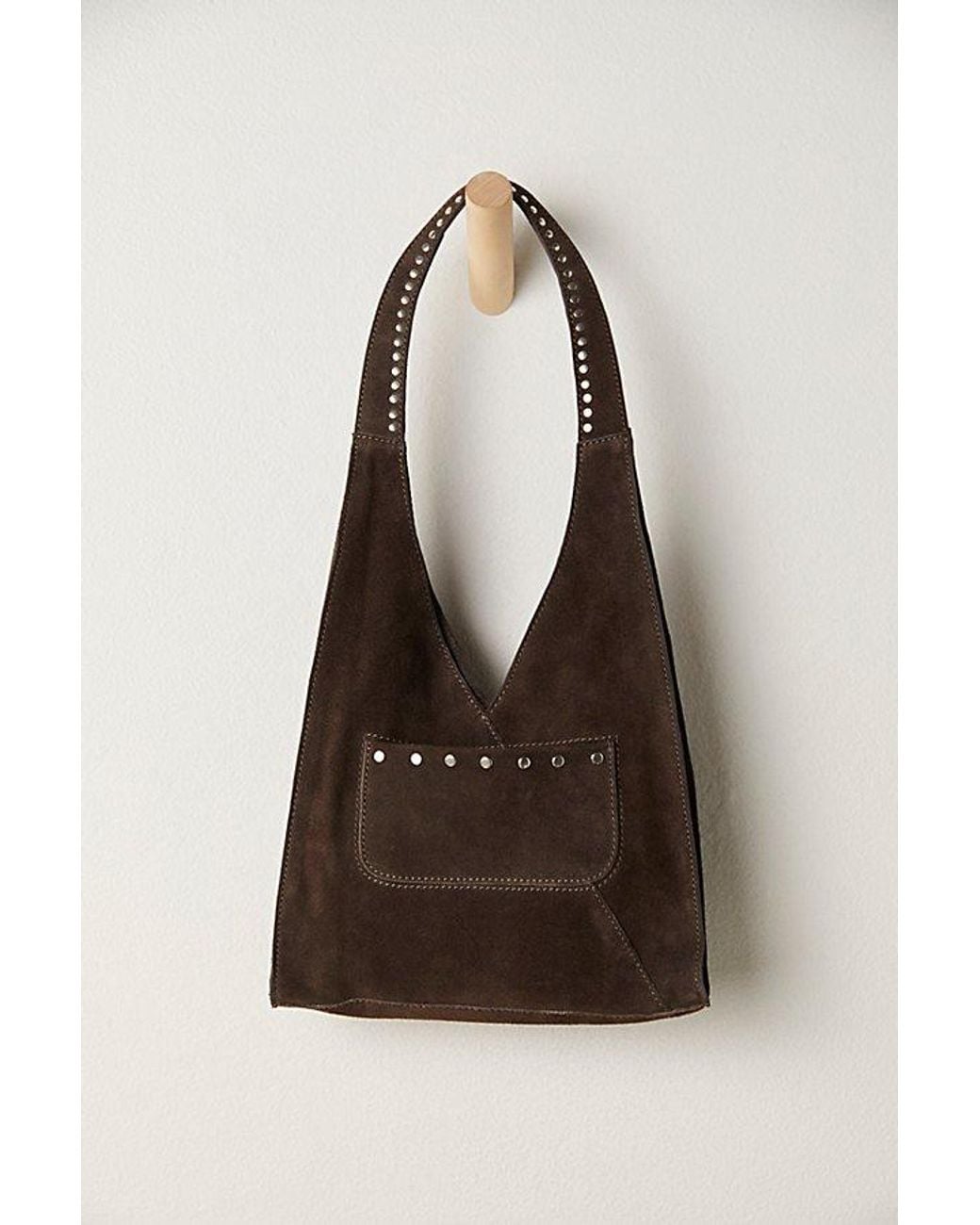 Free People Knox Studded Suede Shoulder Bag in Brown | Lyst