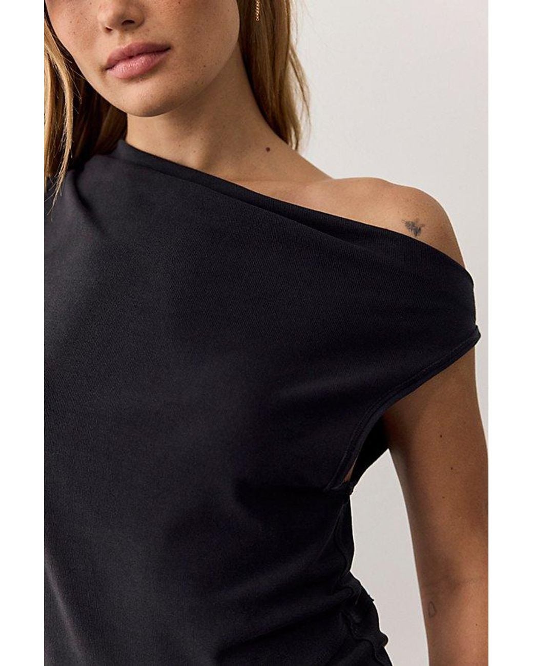 Free People Black Lola Asymmetrical Hem Tank Top