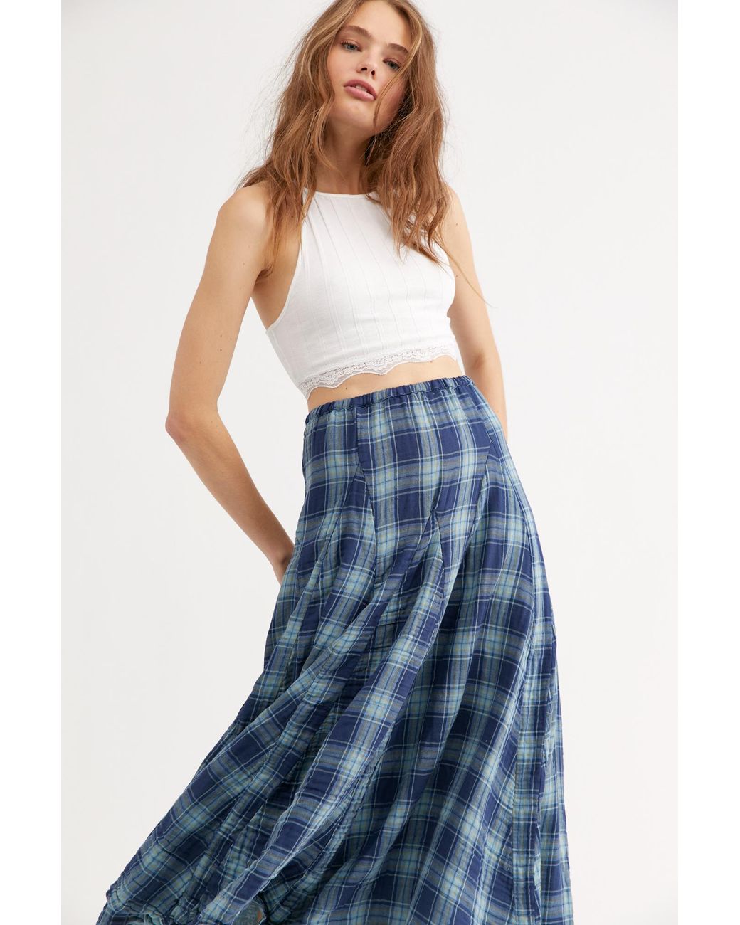 Free People Lily Cotton Maxi Skirt By Cp Shades in Blue | Lyst