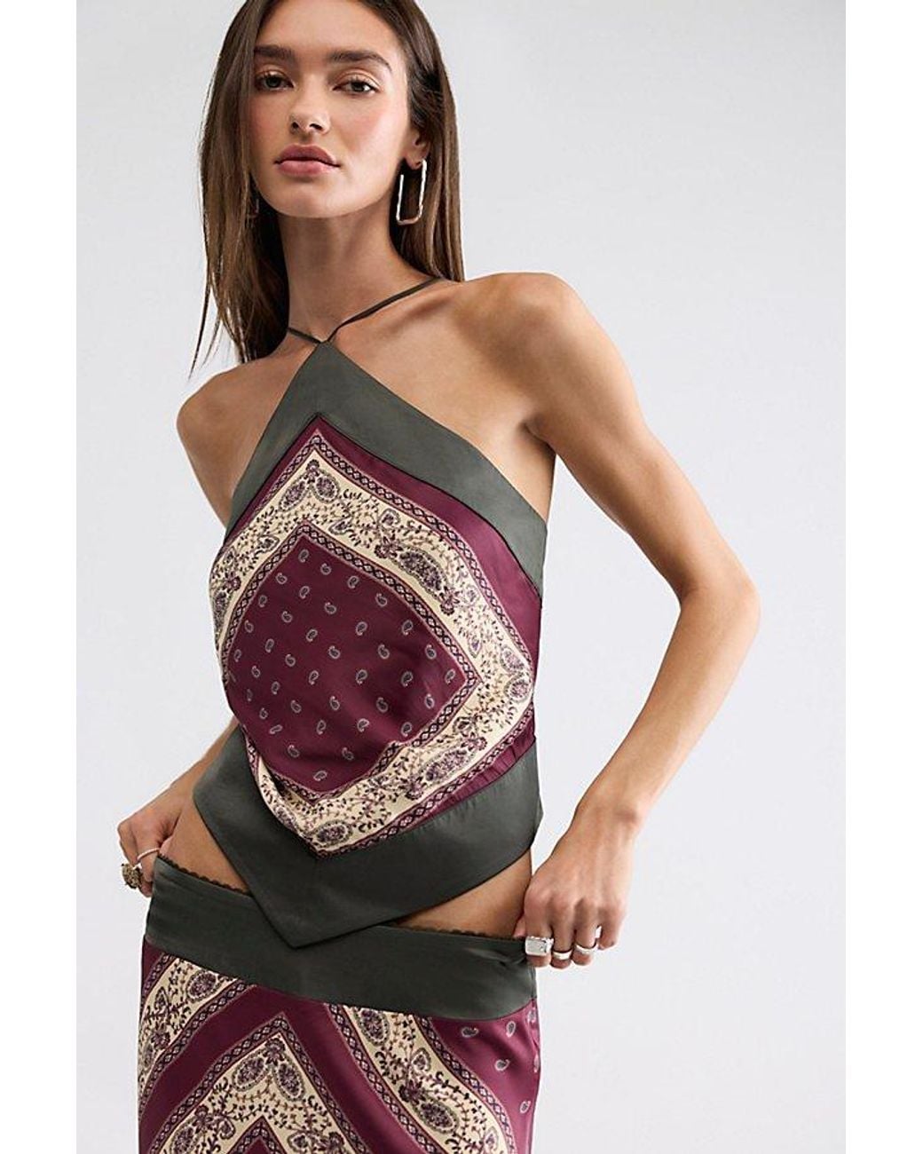 Free People Red Amara Halter Maxi Skirt Set