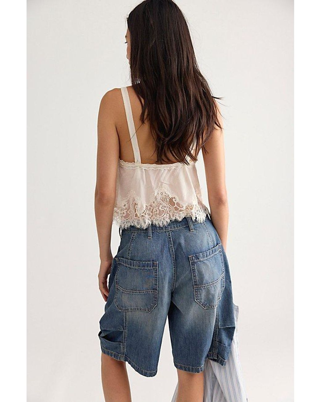 Free People Blue We The Free Mikie Long Shorts