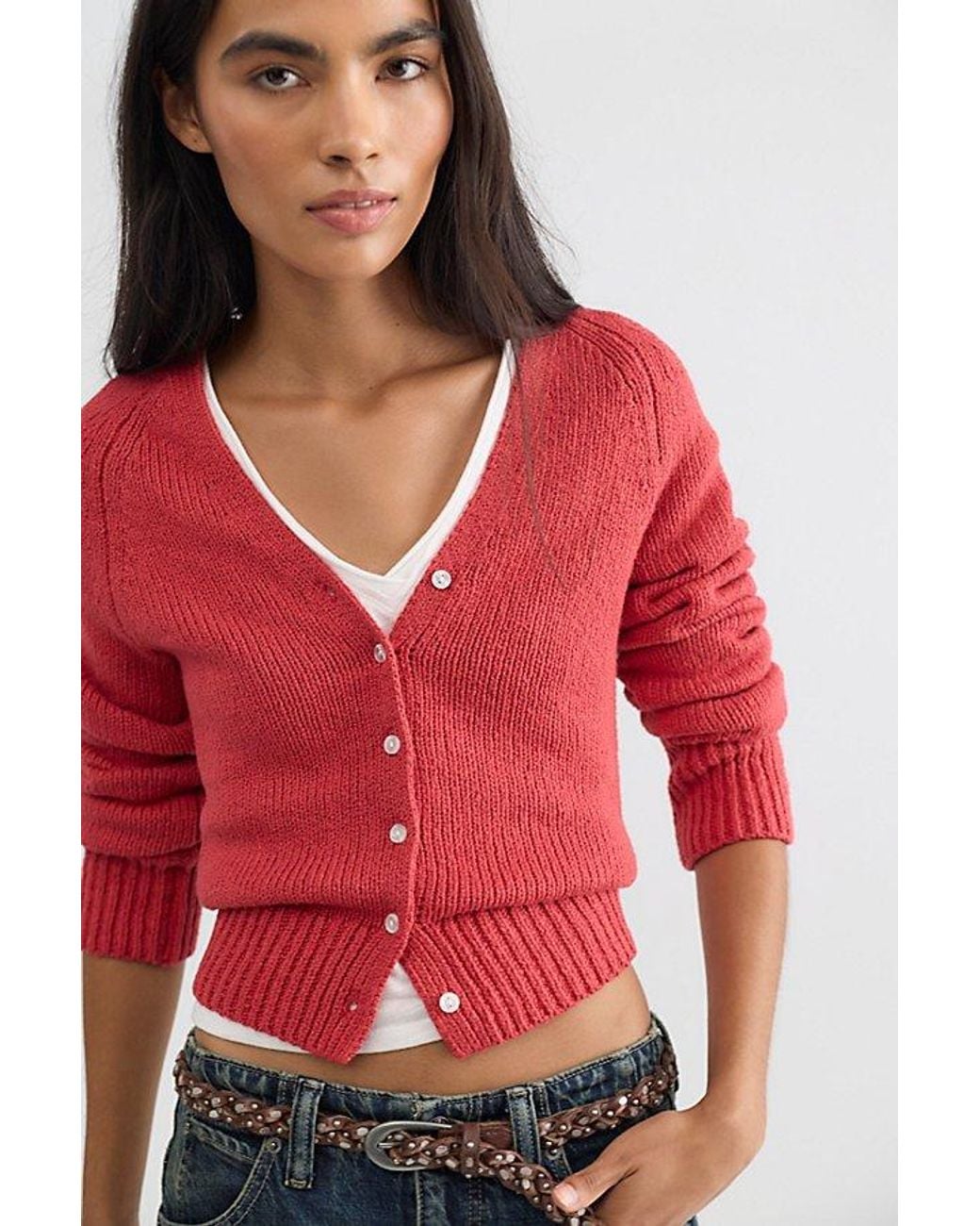 Free People Red Mila Cardi