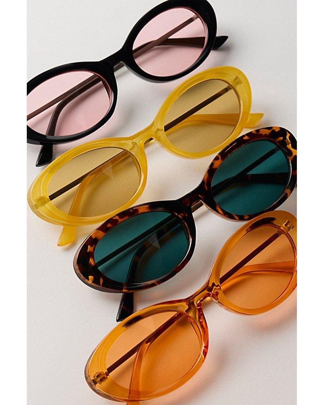 Free People Orange Mae Oval Sunglasses