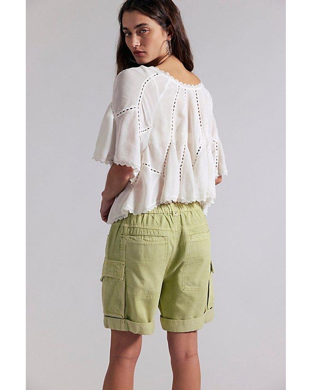 Free People Green Frankie Washed Shorts