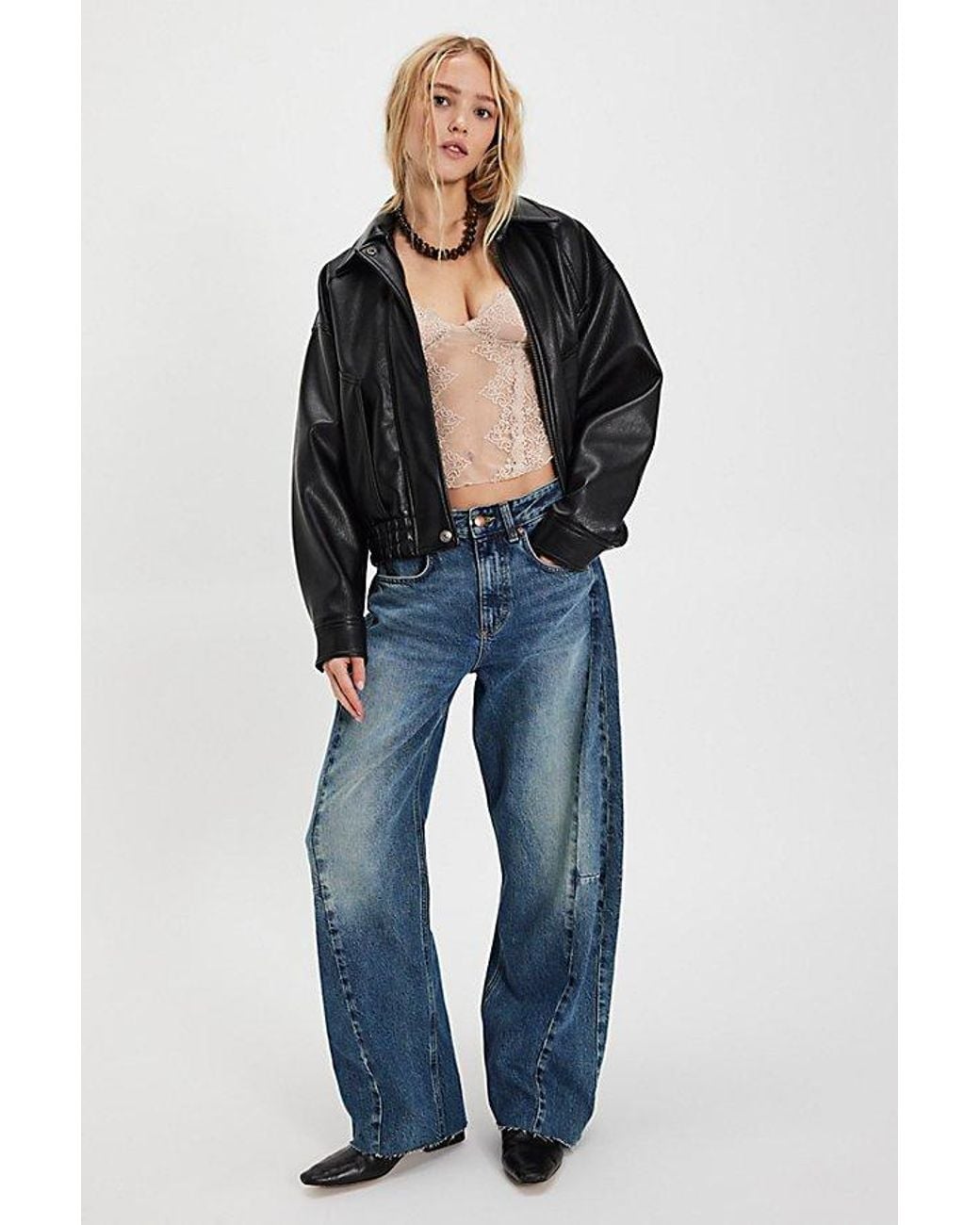 Lee Jeans Blue Low-Slung Barrel Rider Jeans
