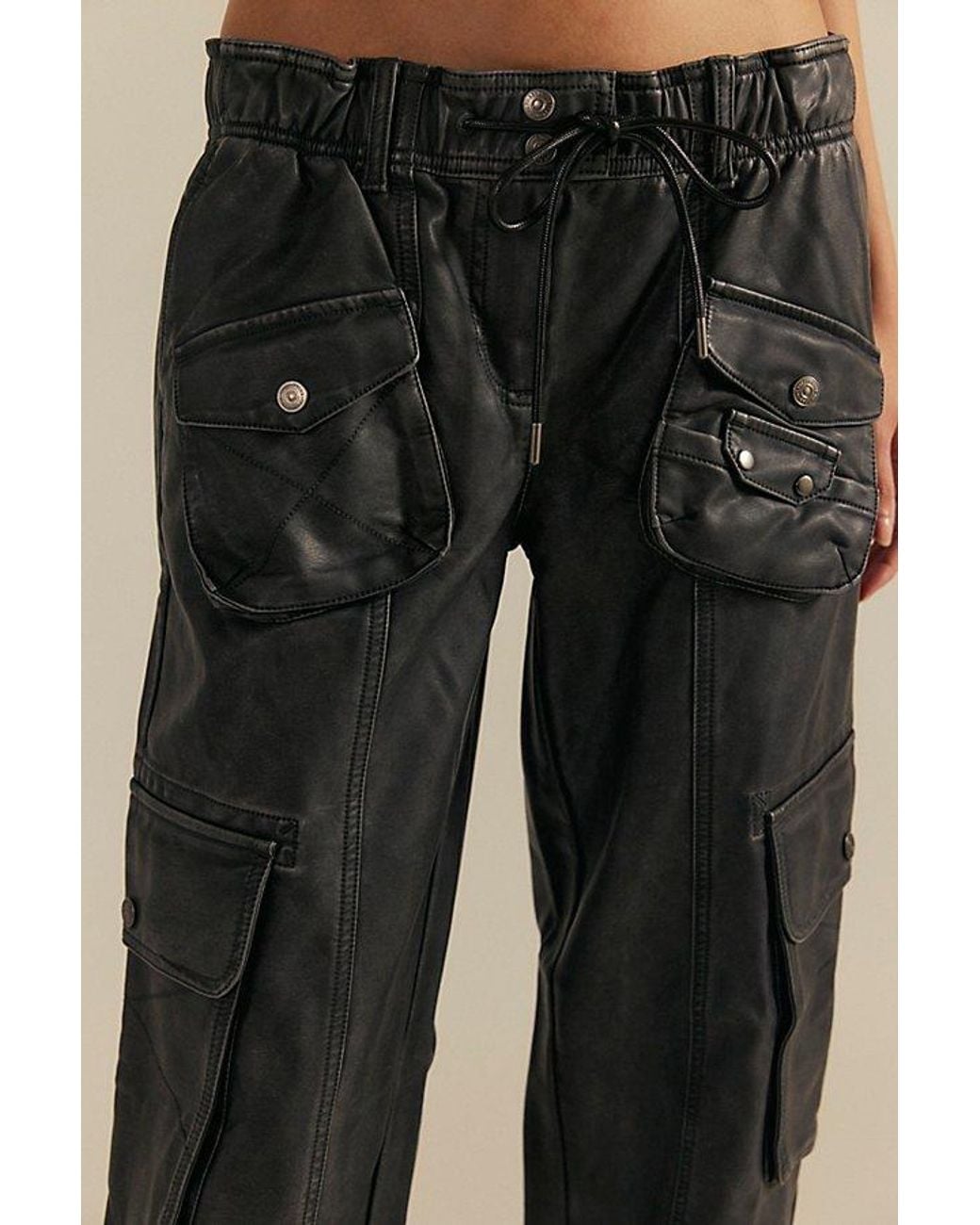 Free People Natural Tahiti Menswear Vegan Leather Pull-On Pants