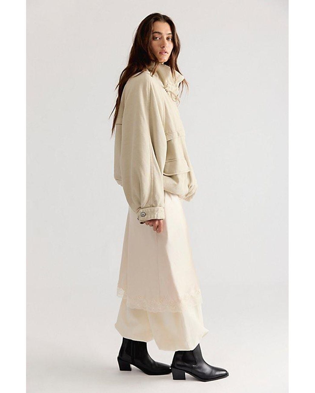 Free People Natural Jojo Washed Oversized Funnel-Neck Jacket