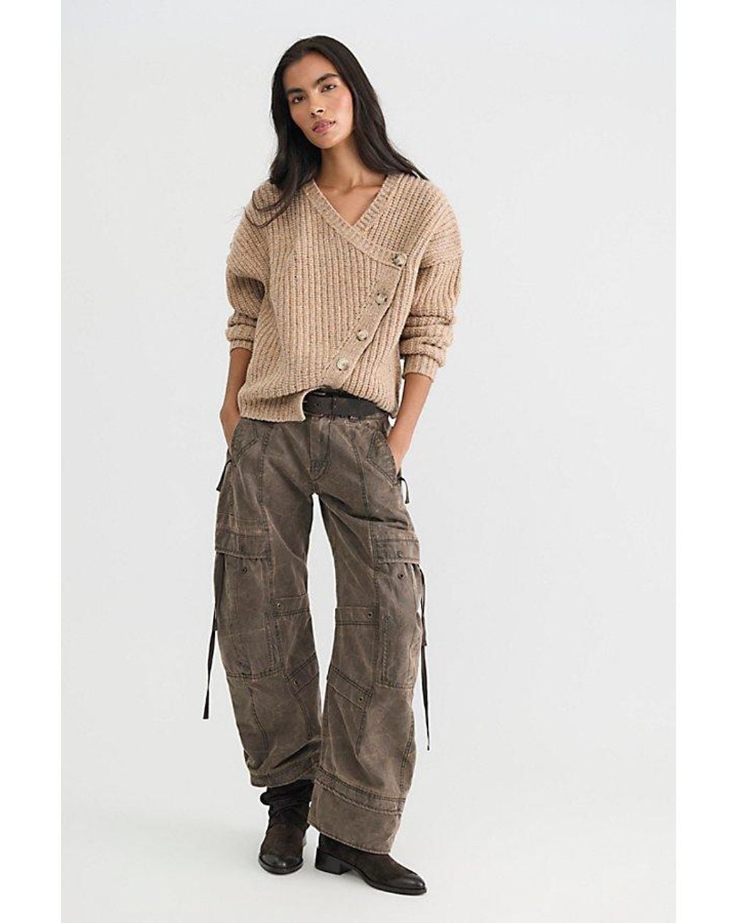 Free People Brown Snowstorm Asymmetric Cardi