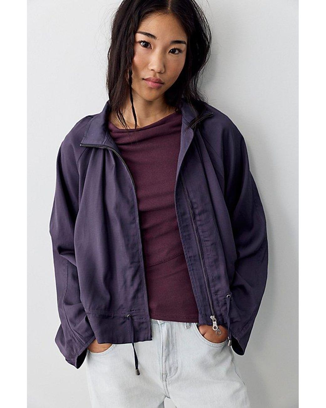 Free People Gray Devon Solid Balloon Jacket