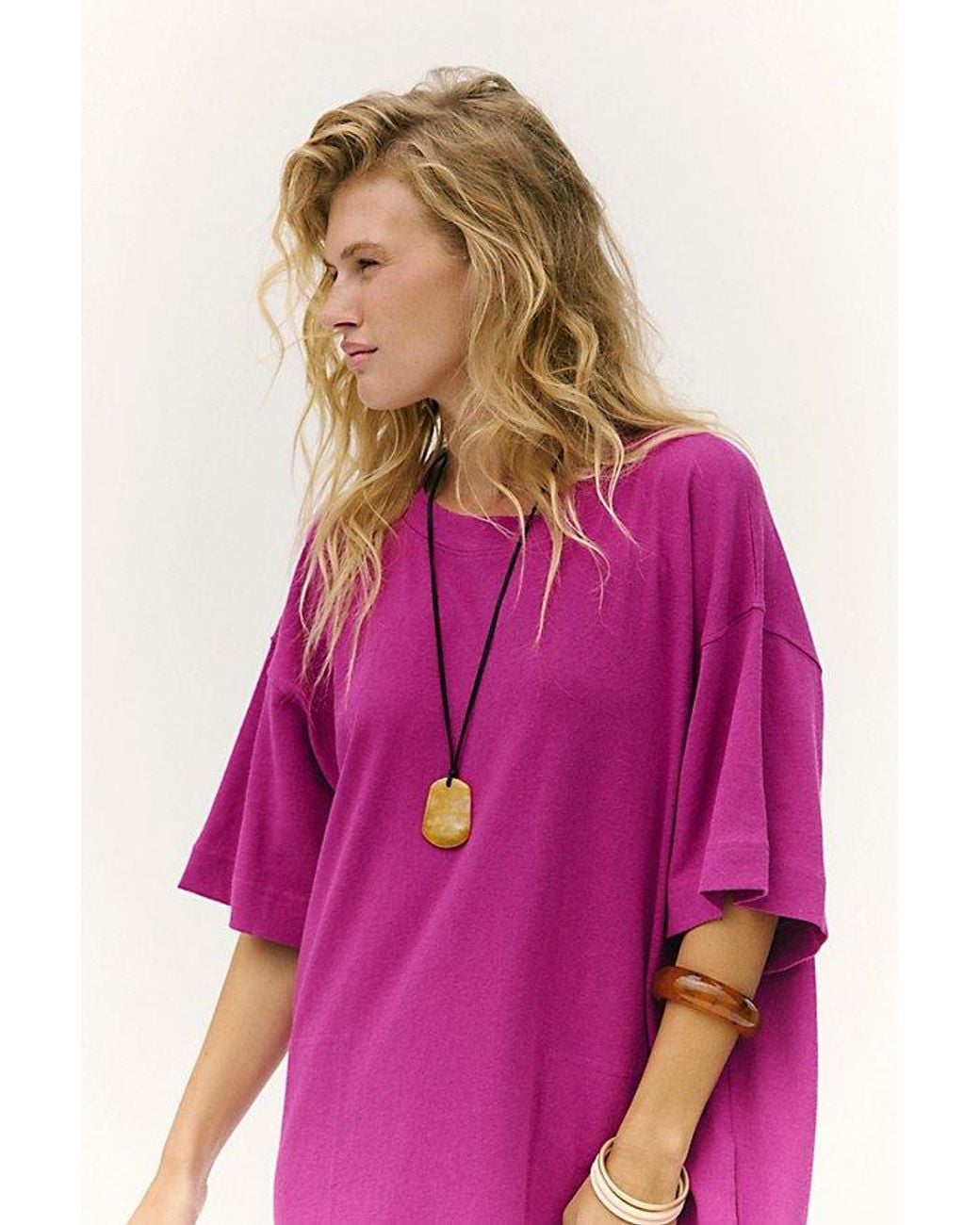 free-est Pink Essential Extreme Tee Mini Dress By