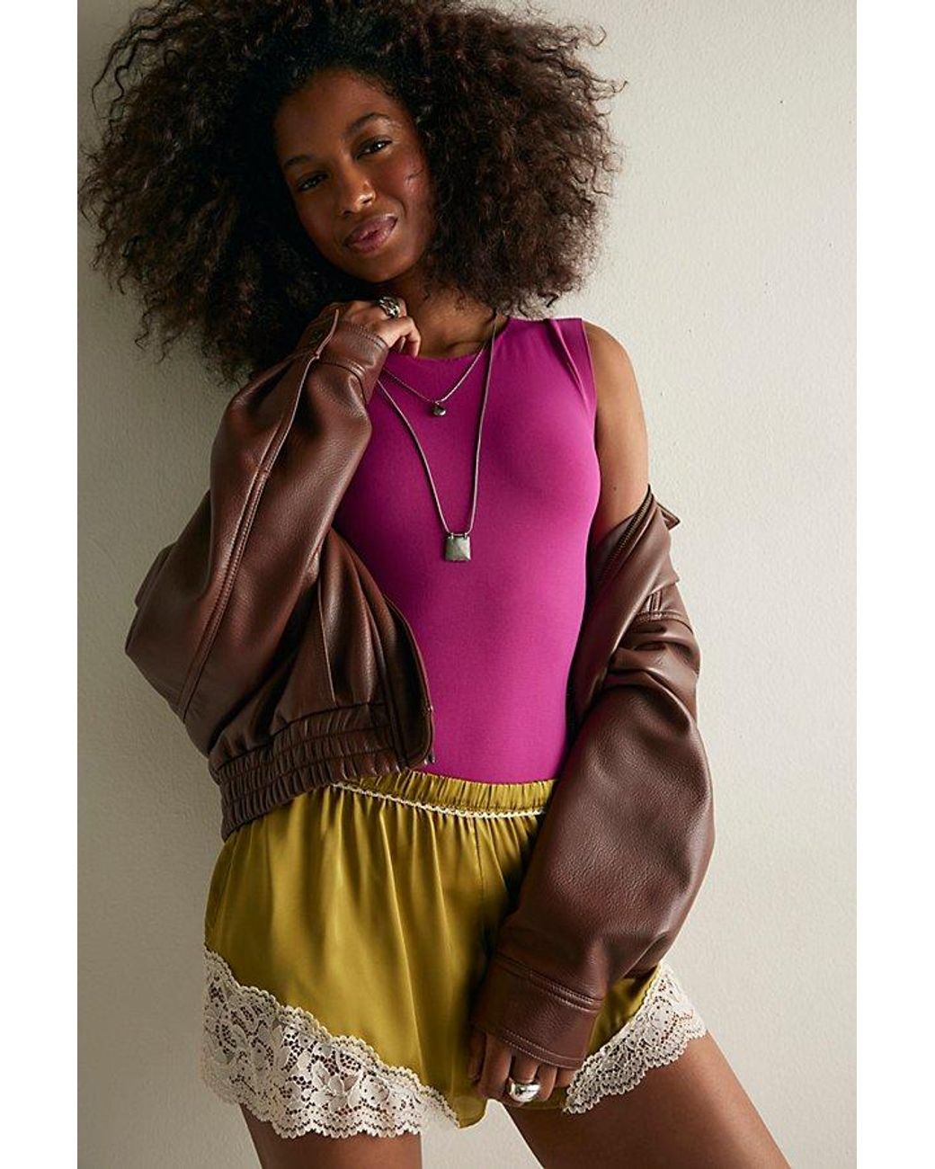 Intimately By Free People Pink Clean Lines Boat Neck Bodysuit By