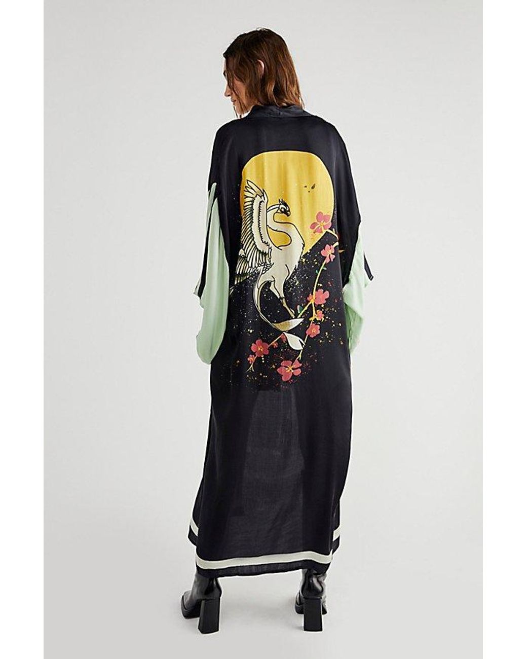 Free People Rising Sun Maxi Kimono in Black Lyst