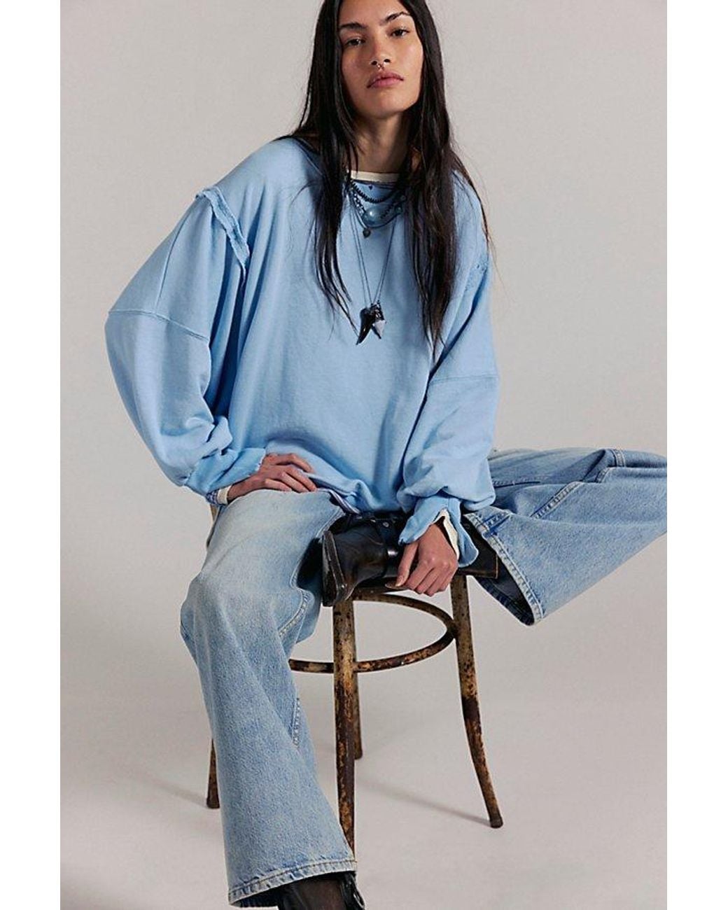 Free People Blue Camden Sweatshirt