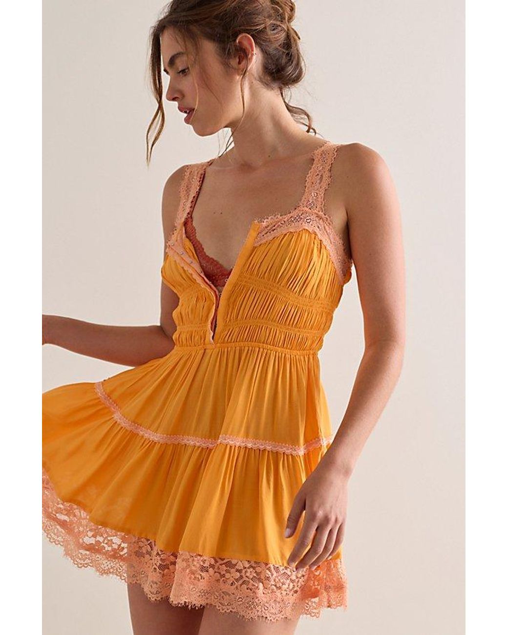 Free People Brown Love Mini Slip Dress