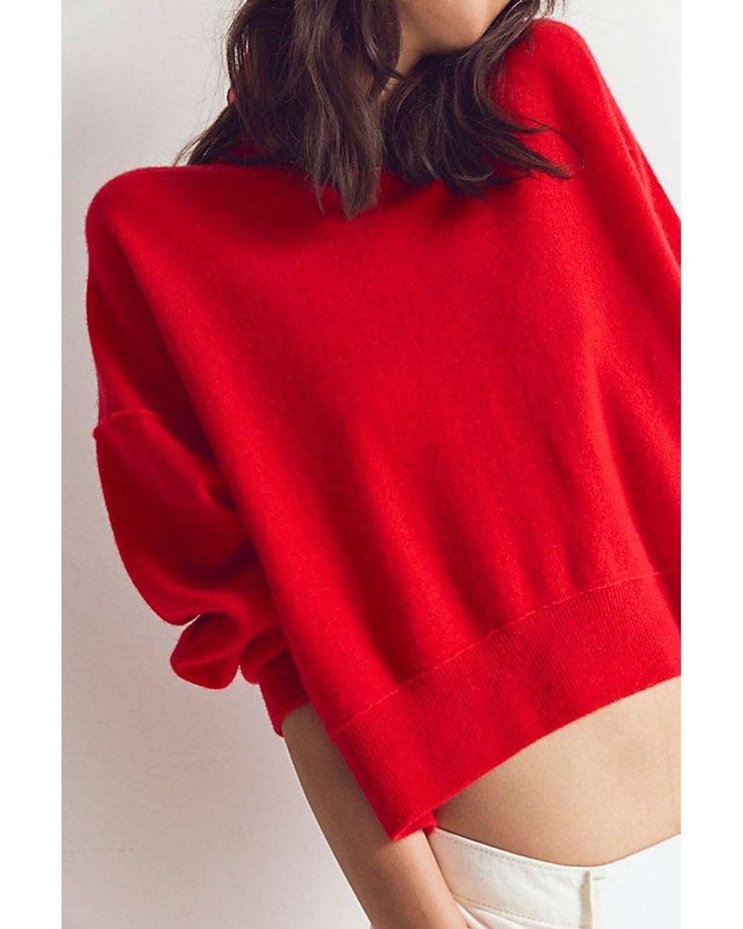 Free People Red Solstice Cashmere Pullover