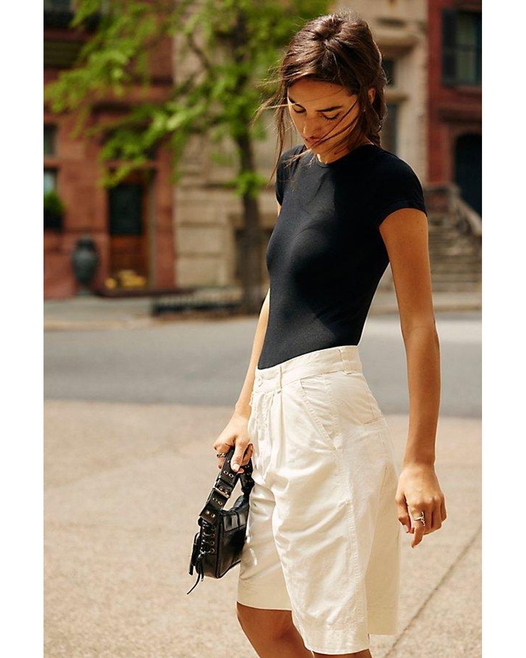 Intimately By Free People Black Clean Lines Tee Bodysuit By