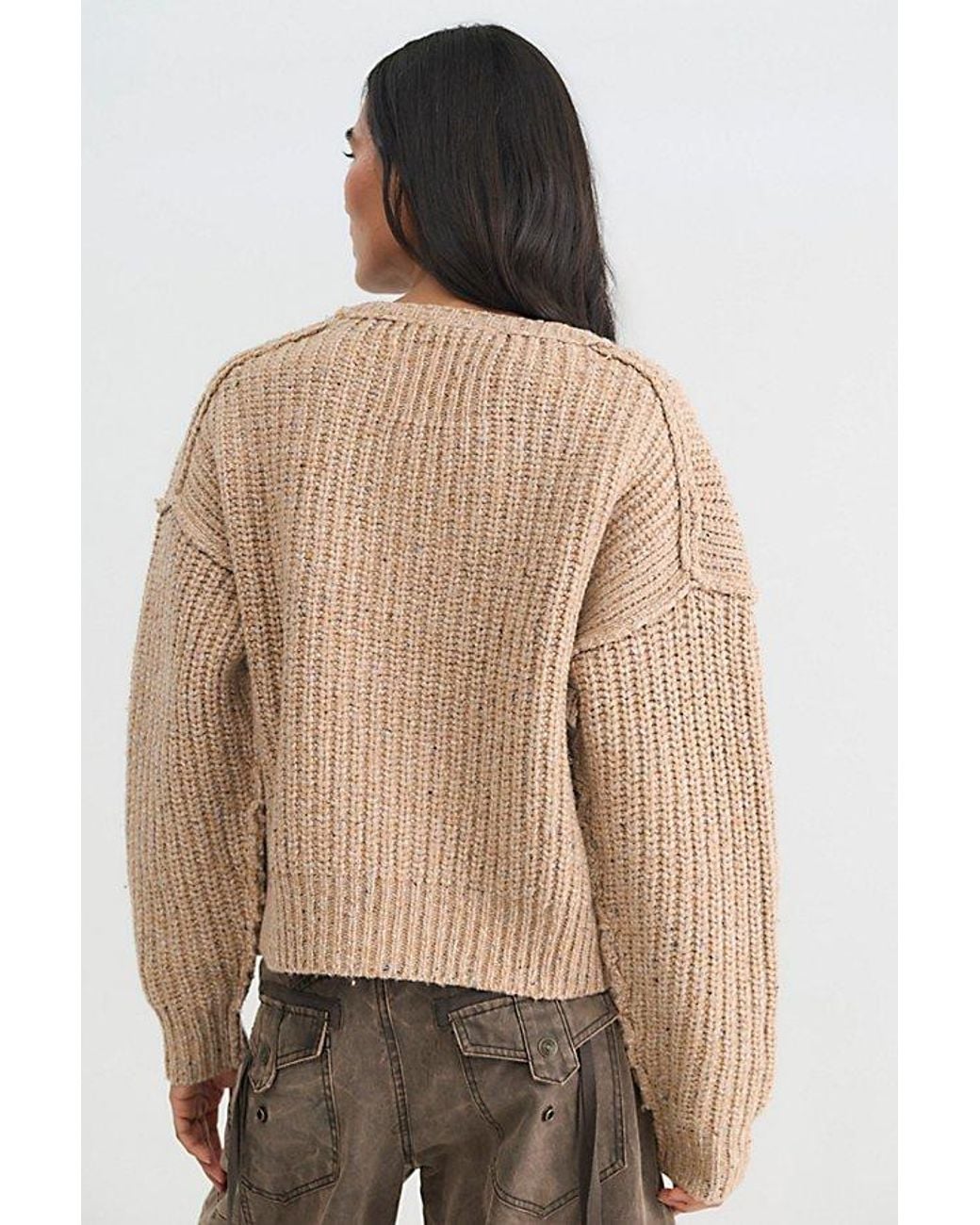 Free People Brown Snowstorm Asymmetric Cardi