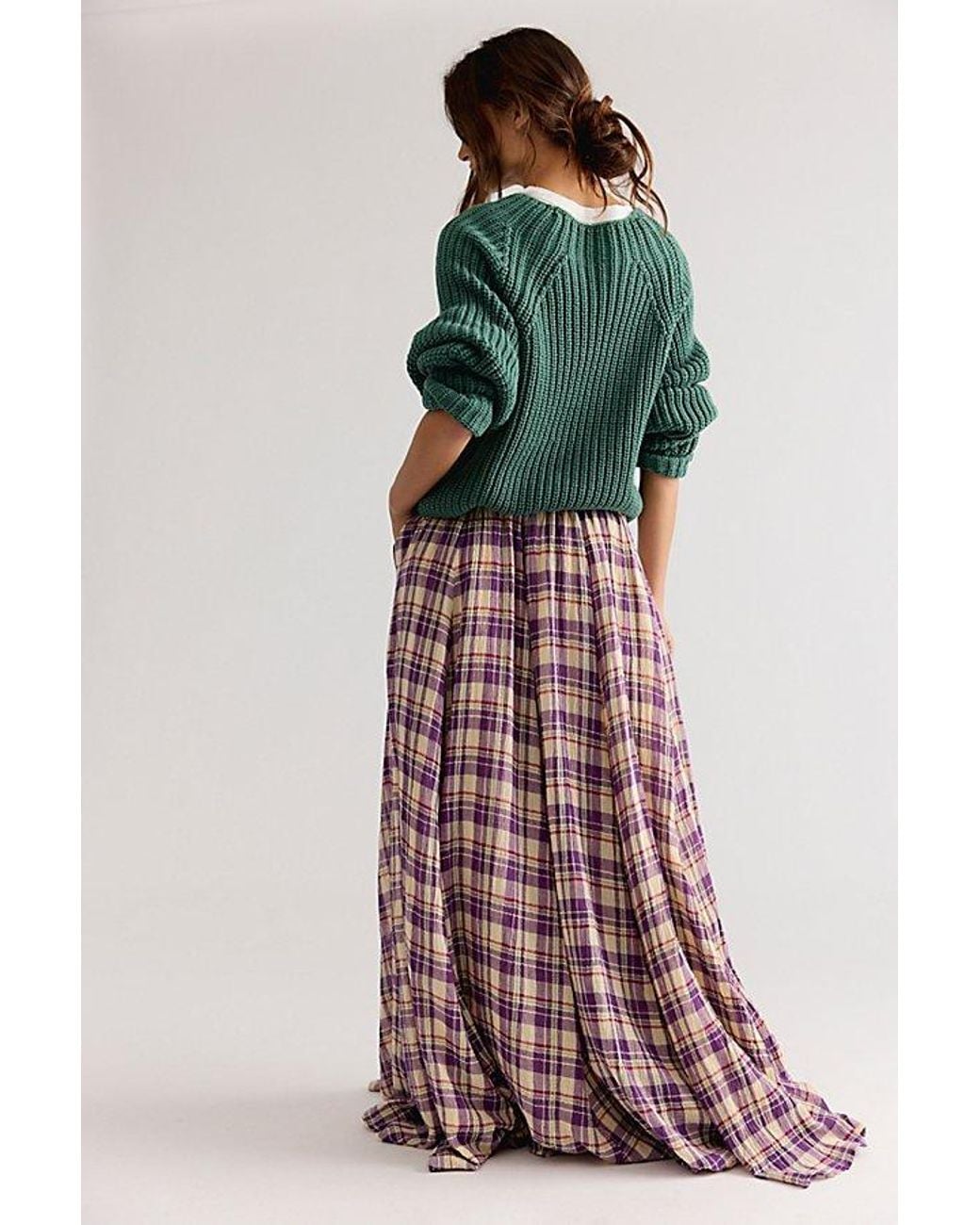 Free People Brown Ives Mid-Rise Pull-On Maxi Skirt