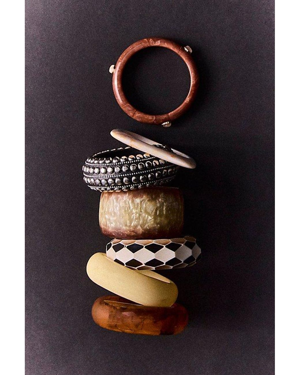 Free People Black Statement Stack Bracelet Set