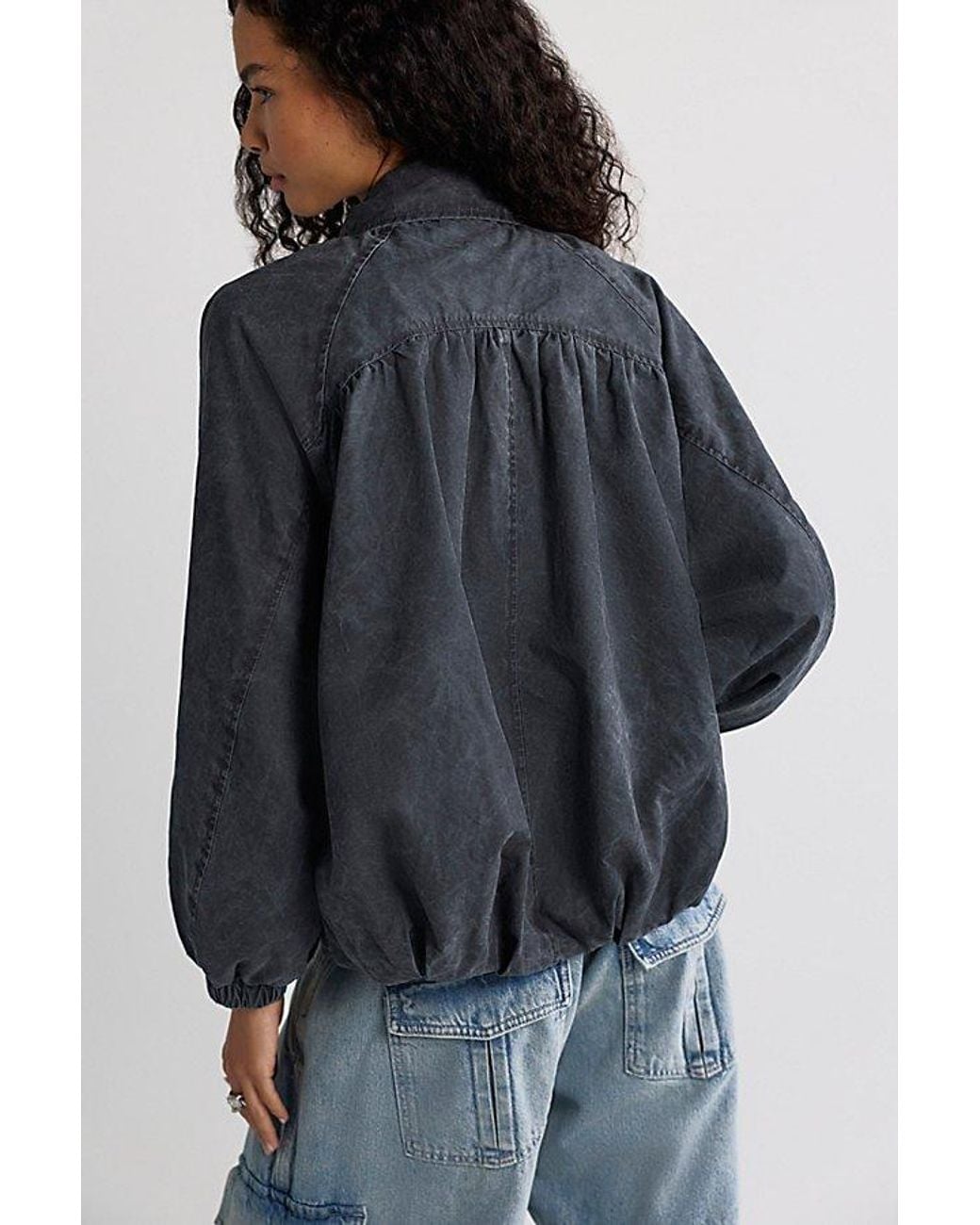 Free People Black Chelsea Funnel-Neck Oversized Jacket