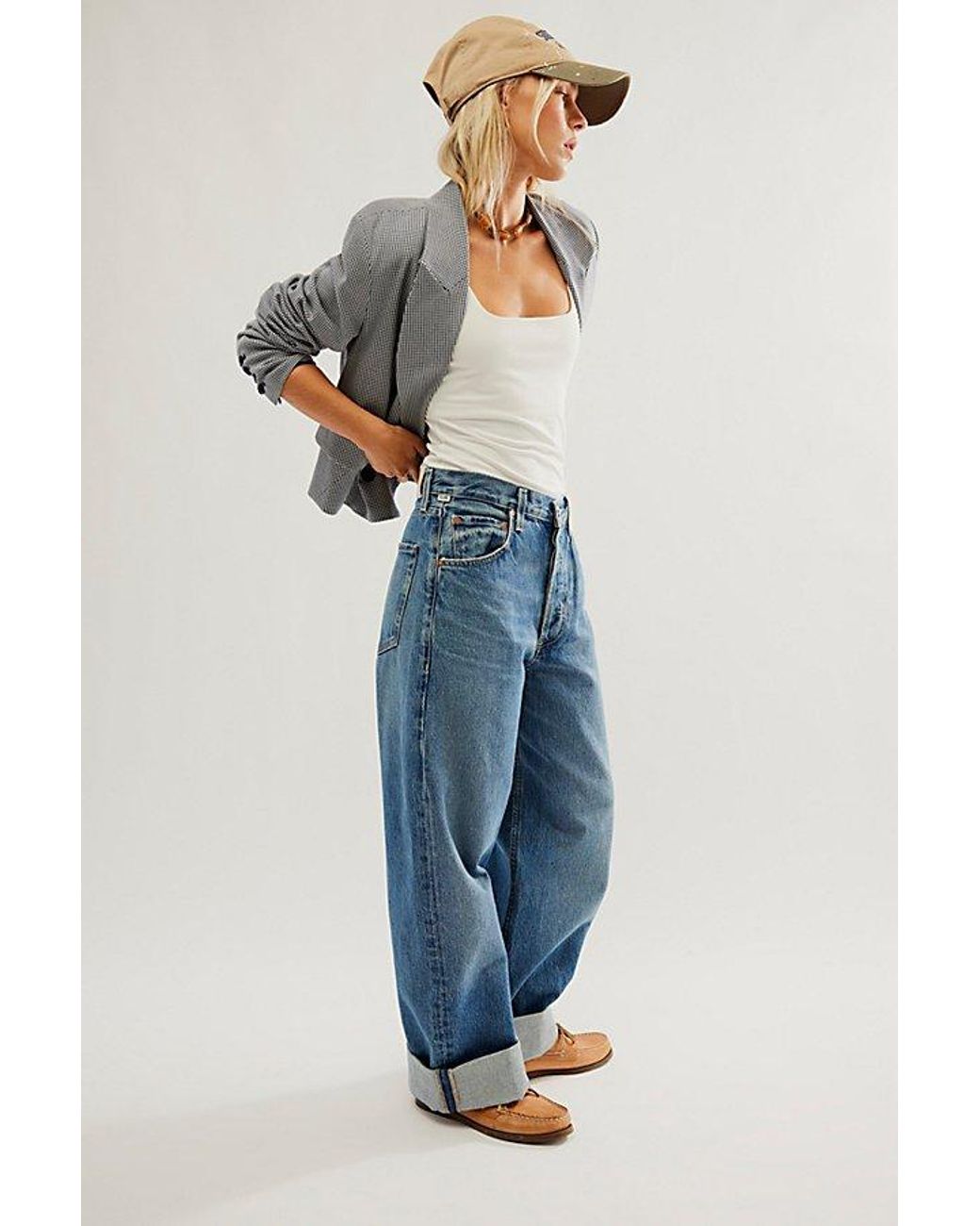 Citizens of Humanity Ayla Baggy Cuffed Crop Jeans At Free People In  Brielle, Size: 25 in Blue | Lyst UK