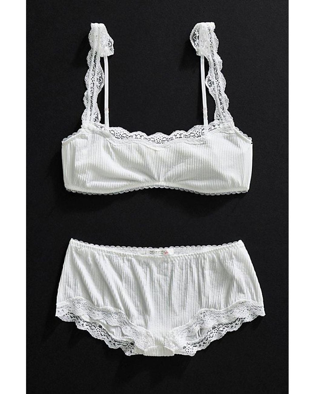 Intimately By Free People Black Charlie Lace Microfiber Ribbed Square-Neck Bralette By